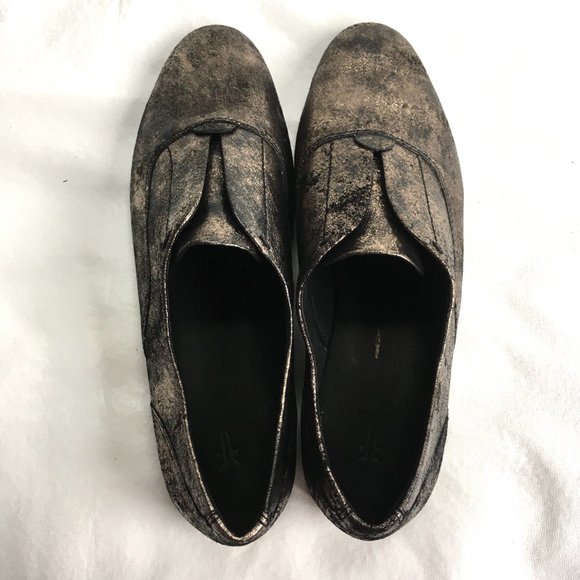 Frye Terri Slip on shoes flat gold black leather - Picture 5 of 12